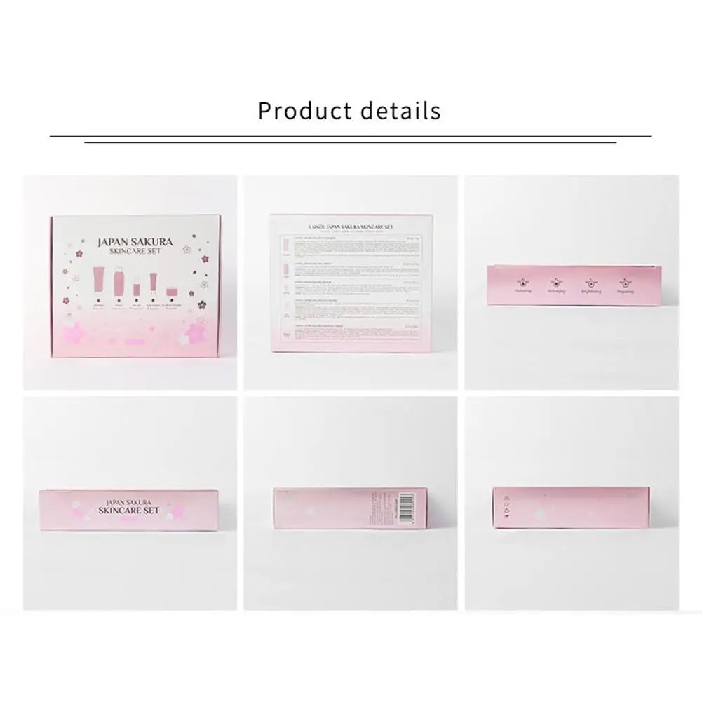 Set 3/5 Sakura Skin Care Crema Viso, Siero Toner, Detergente Viso, Protezione Solare, Crema Occhi, Confezione Regalo