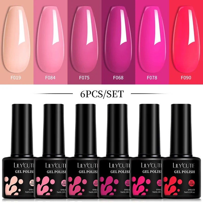 LILYCUTE 6 pezzi/set 7ML Gel Smalto per unghie semitrasparente 30 varianti di colore
