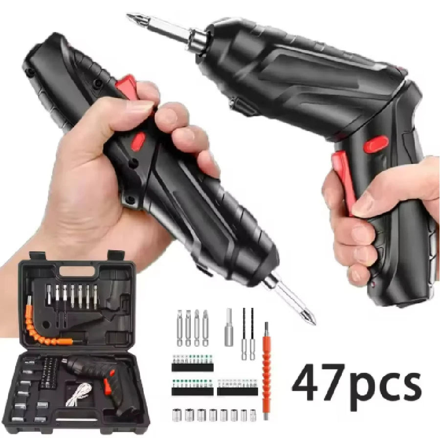 Cacciavite elettrico portatile Cordless 47 in 1 Cacciavite ricaricabile ruotato di 90 gradi con LED