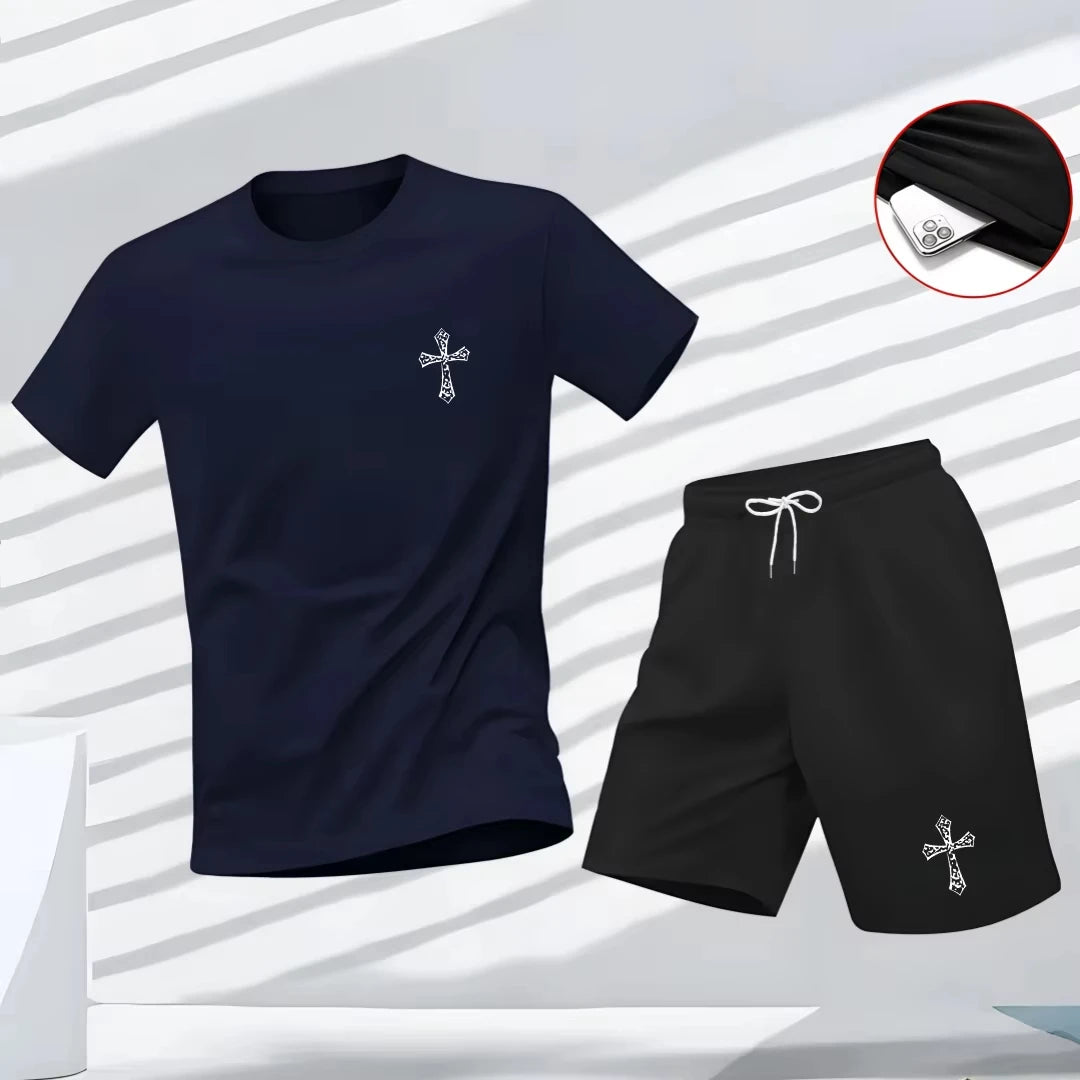 Coordinato sportivo T-shirt e pantaloncini, abbigliamento casual,traspirante e ad asciugatura rapida.