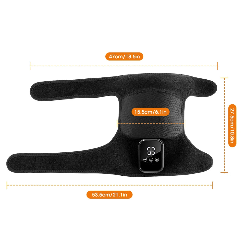 Vibrazione di calore Ginocchiera elettrica riscaldata 3 livelli di riscaldamento e 3 modalità USB Massaggio ricaricabile Ginocchiera LCD Touch Screen