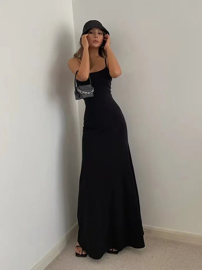 Abito Donna Lungo Senza Schiena Sottile Vita Sexy Dolce E Piccante
