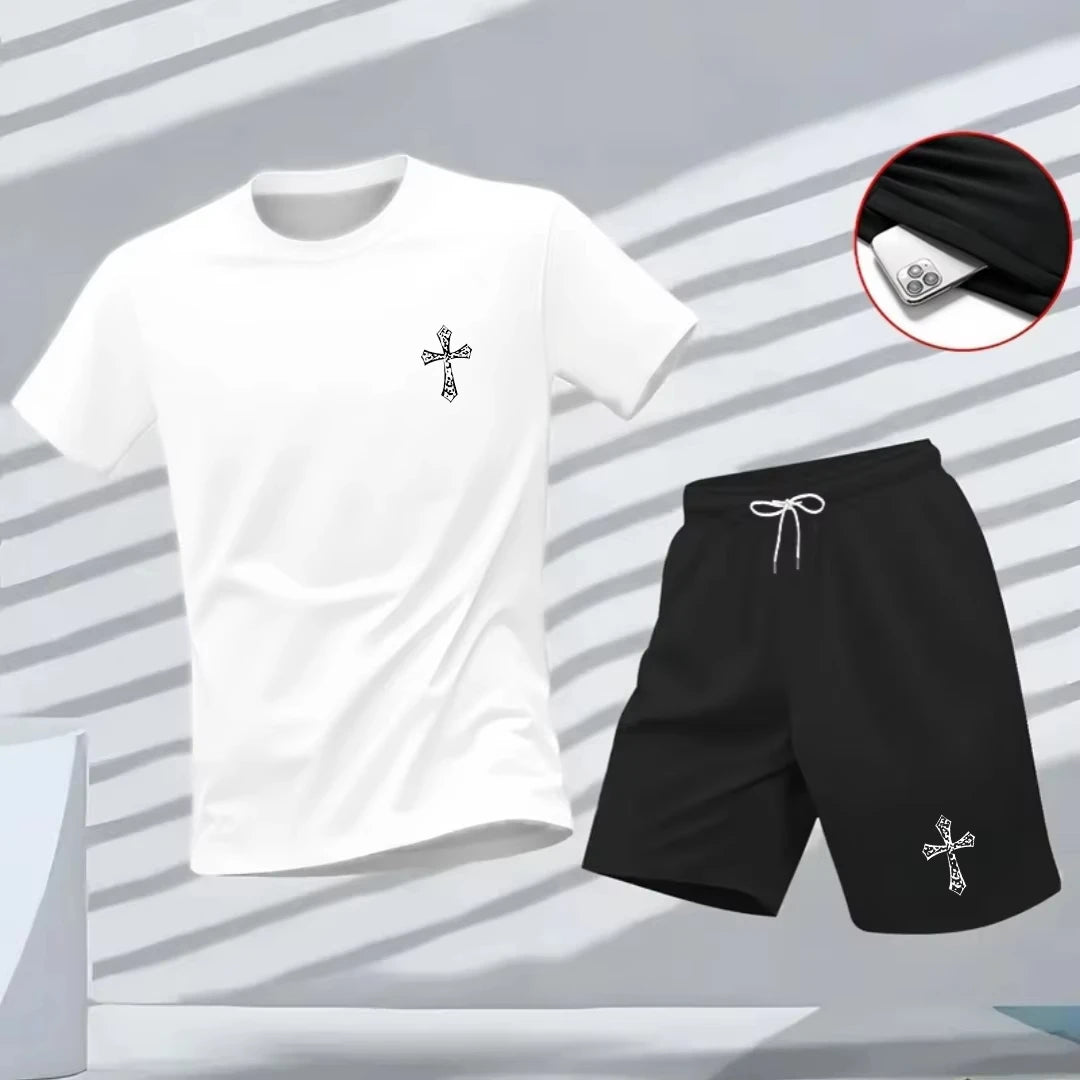 Coordinato sportivo T-shirt e pantaloncini, abbigliamento casual,traspirante e ad asciugatura rapida.
