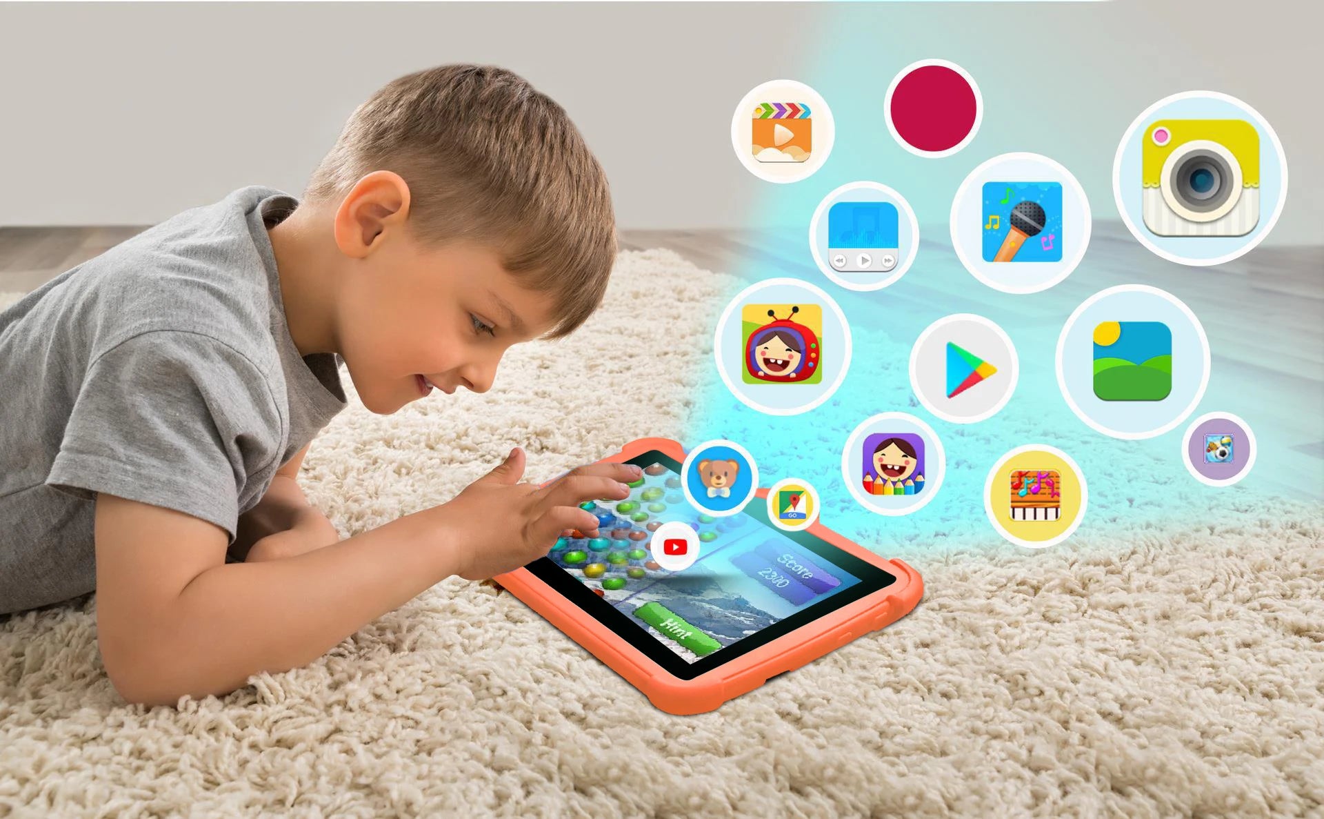 Tablet PC per bambini da 7 pollici con Android 13 Quad Core 4GB RAM 64GB ROM Apprendimento educativo Preferito dai bambini Design semplice economico