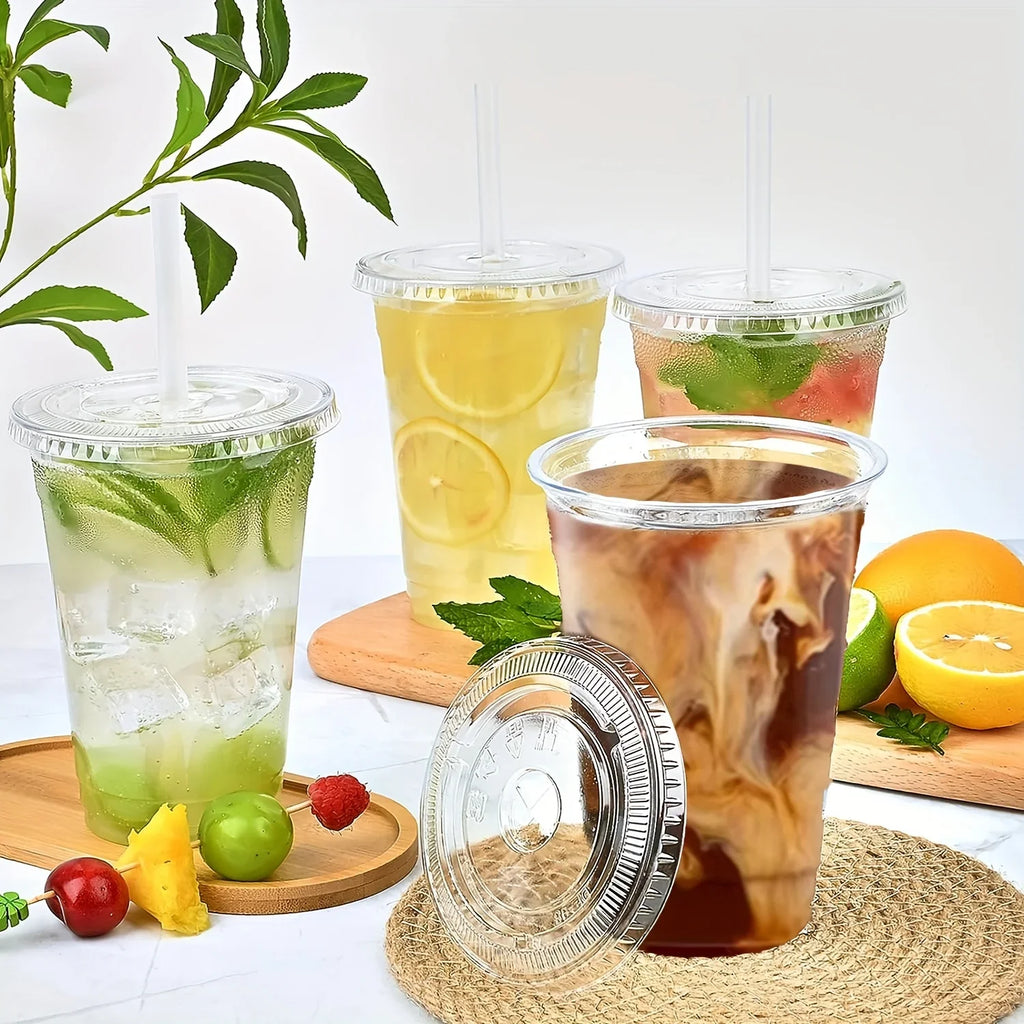 Bicchieri Cocktail di plastica con coperchi Set da 50 pz (500ml-350ml)