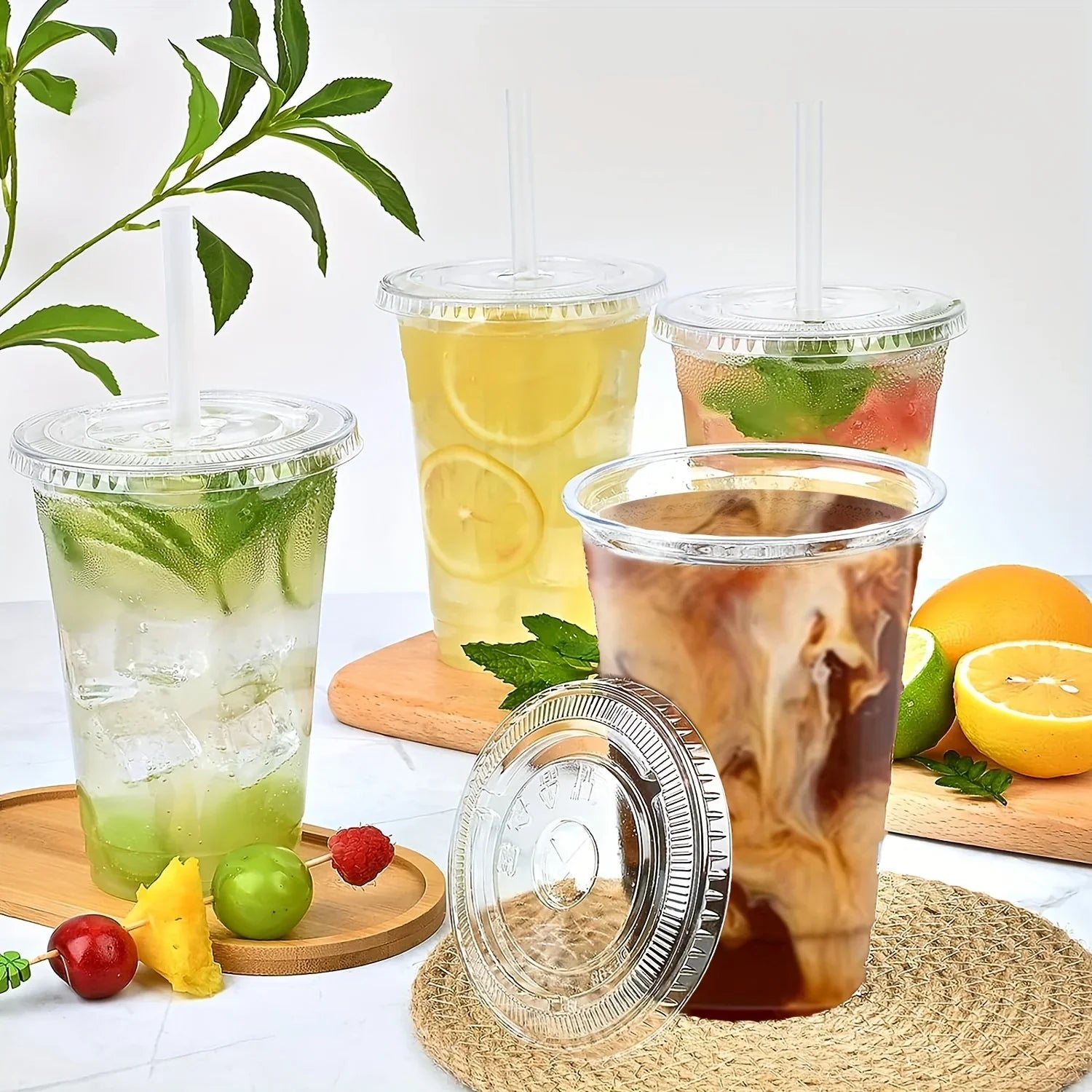 Bicchieri Cocktail di plastica con coperchi Set da 50 pz (500ml-350ml)