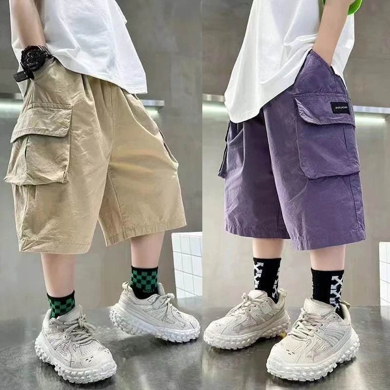 3-14 anni moda estate ragazzi pantaloncini cotone grande tasca