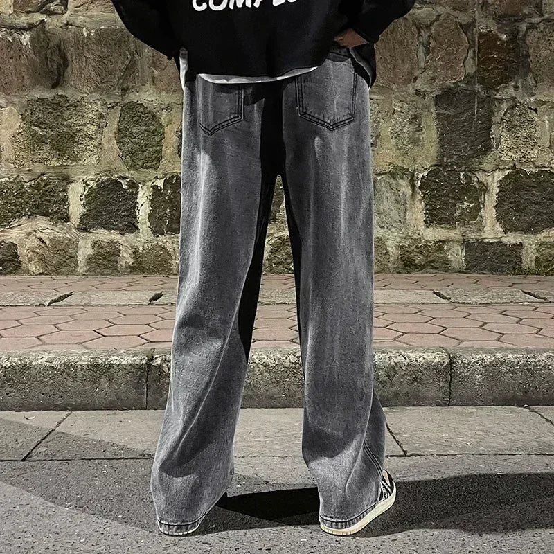 Jeans Uomo Stile Dritto Gamba Larga Pantaloni Uomo