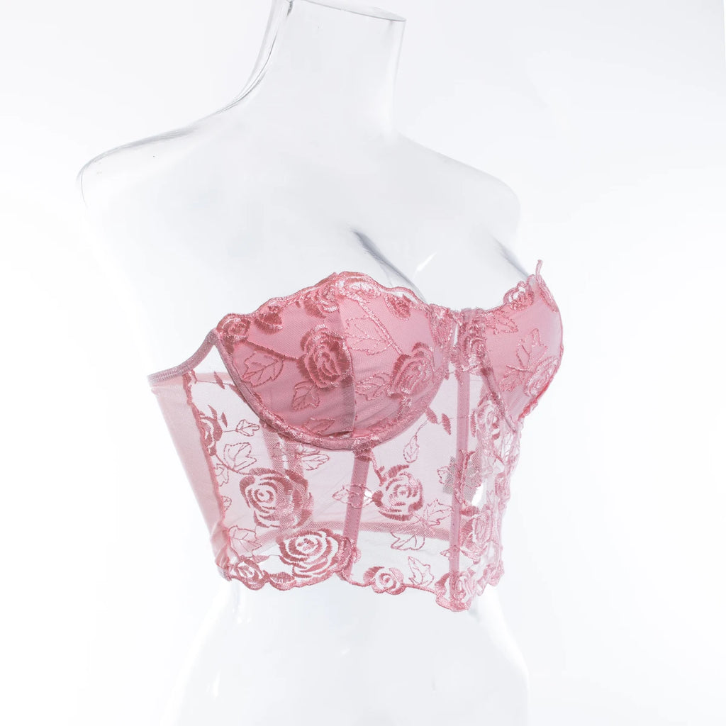 Yimunancy Crop Top senza spalline Donna Floreale