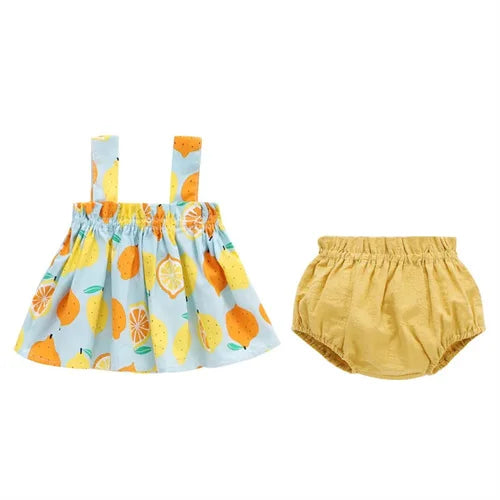 Mini abito sottile e pantaloncini in 2 pezzi per neonati 6-24M
