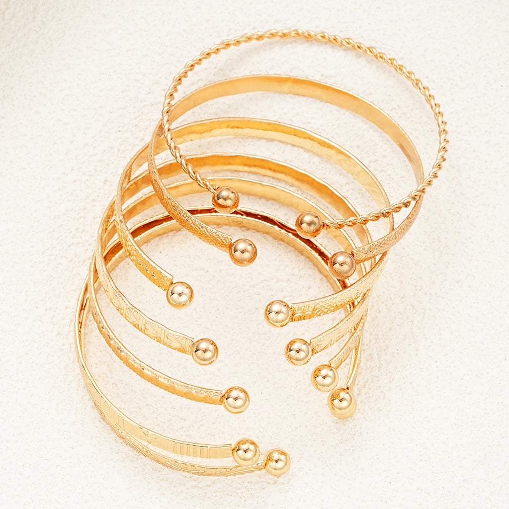 7 pezzi/set bracciali color oro