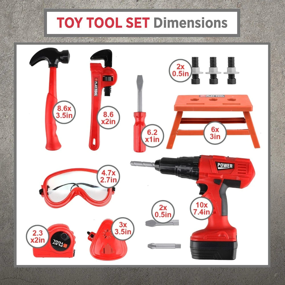 Set di attrezzi per bambini con trapano 55-68 Pz