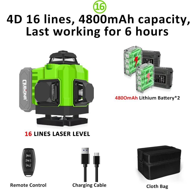 🇪🇸CLUBIONA 16/12 Laser autolivellante 3x360 Green beam Line Laser Level