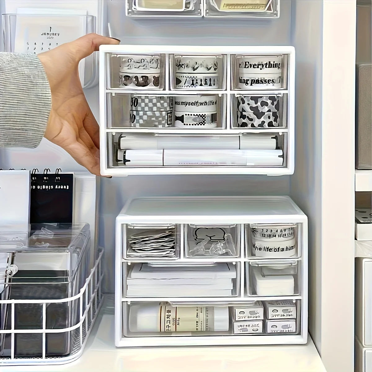 Organizzatore da tavolo con sei cassetti - Contenitore spazioso e multifunzionale