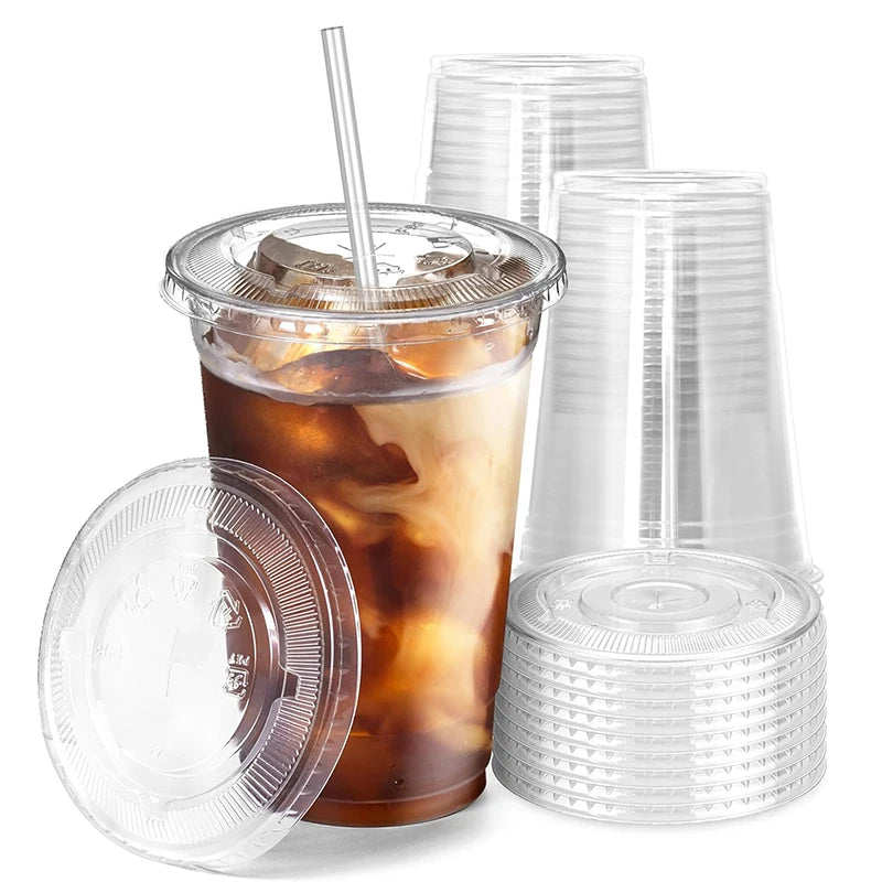 Bicchieri Cocktail di plastica con coperchi Set da 50 pz (500ml-350ml)
