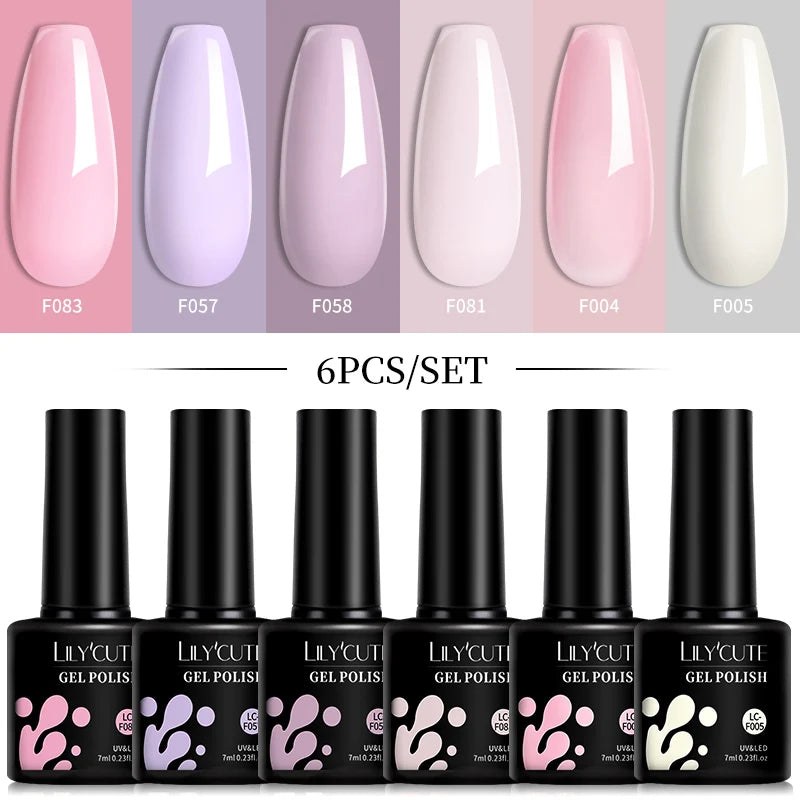 LILYCUTE 6 pezzi/set 7ML Gel Smalto per unghie semitrasparente 30 varianti di colore