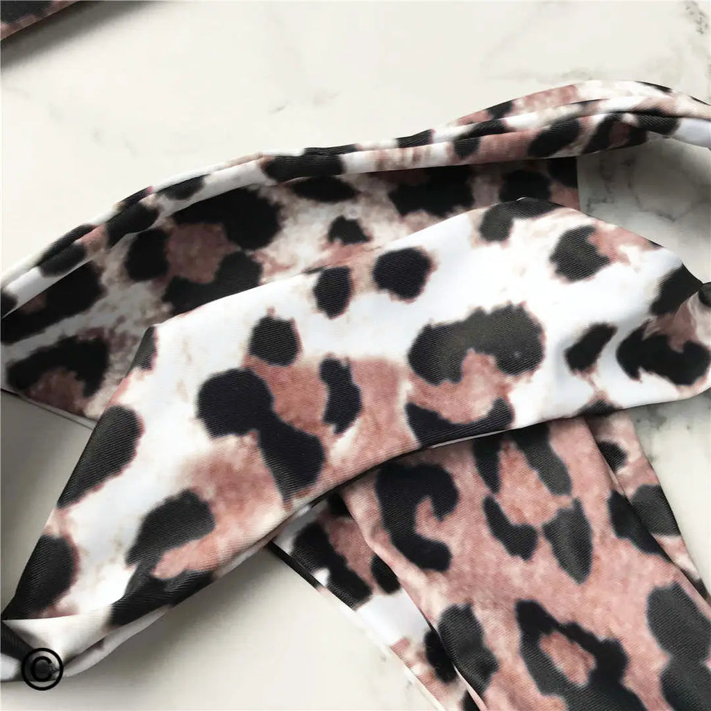 Set Costume leopardato da bagno brasiliana Donna