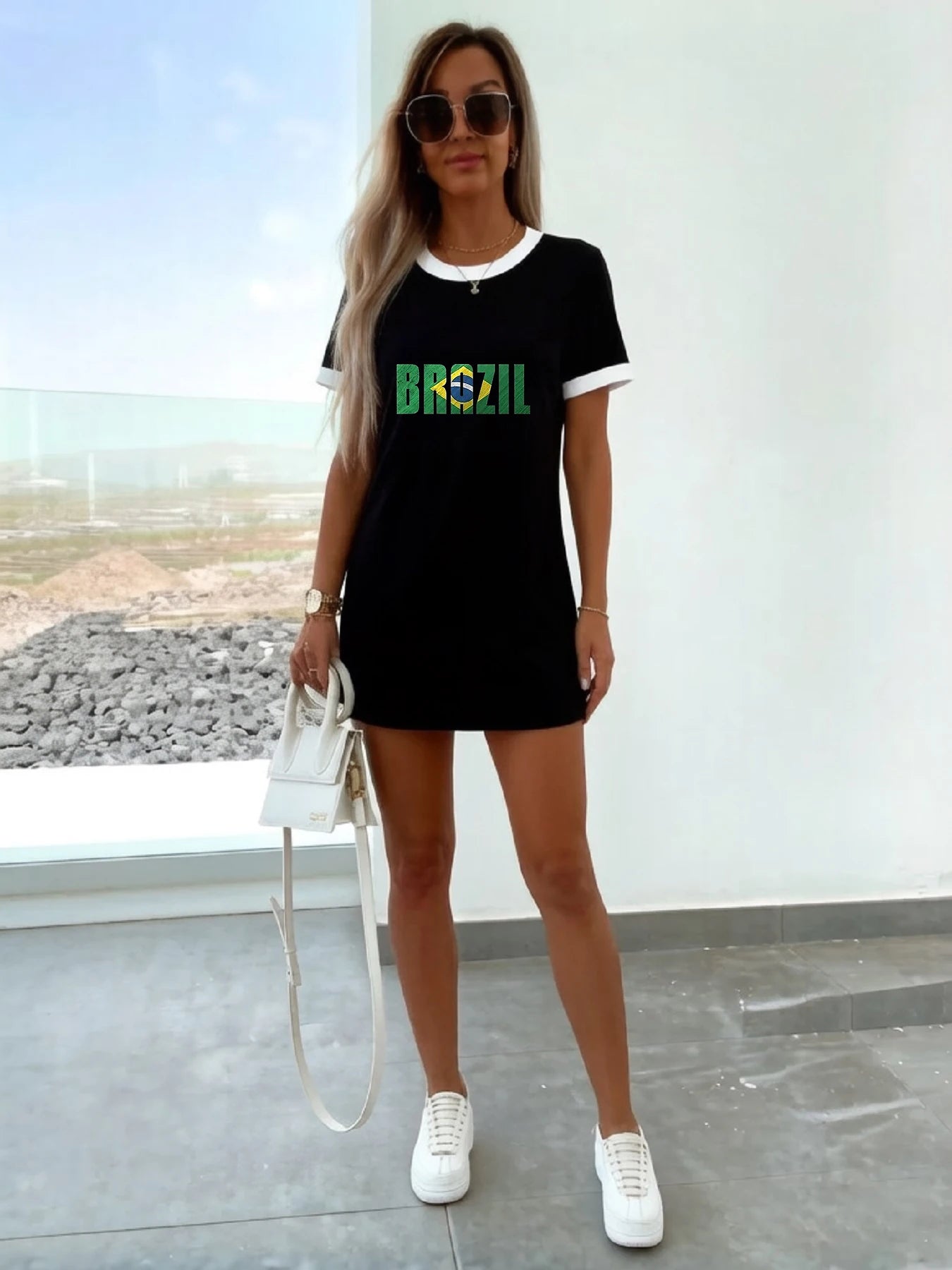 Abito a maniche corte Slim Fit Casual Brasil 2026