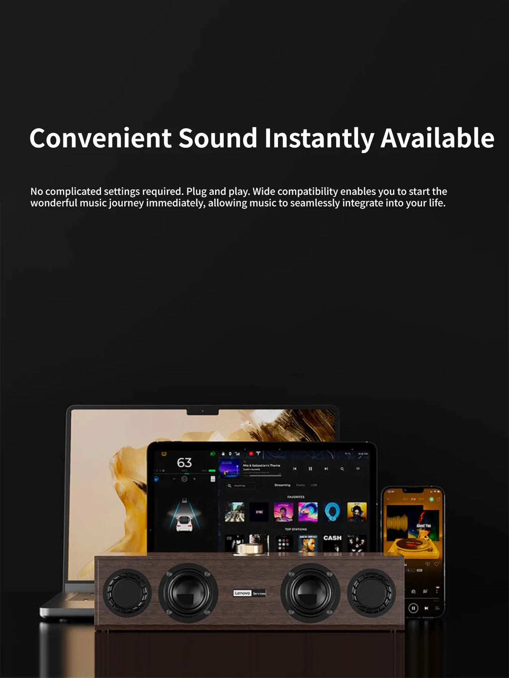 Lenovo C02 Altoparlante multimediale Altoparlante Cablato/Bluetooth  a doppia modalità universale per TV, computer e telefono cellulare Subwoofer