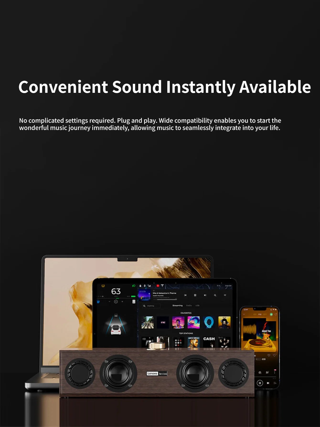 Lenovo C02 Altoparlante multimediale Altoparlante Cablato/Bluetooth  a doppia modalità universale per TV, computer e telefono cellulare Subwoofer