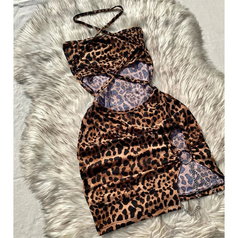 Mini abito con stampa leopardata