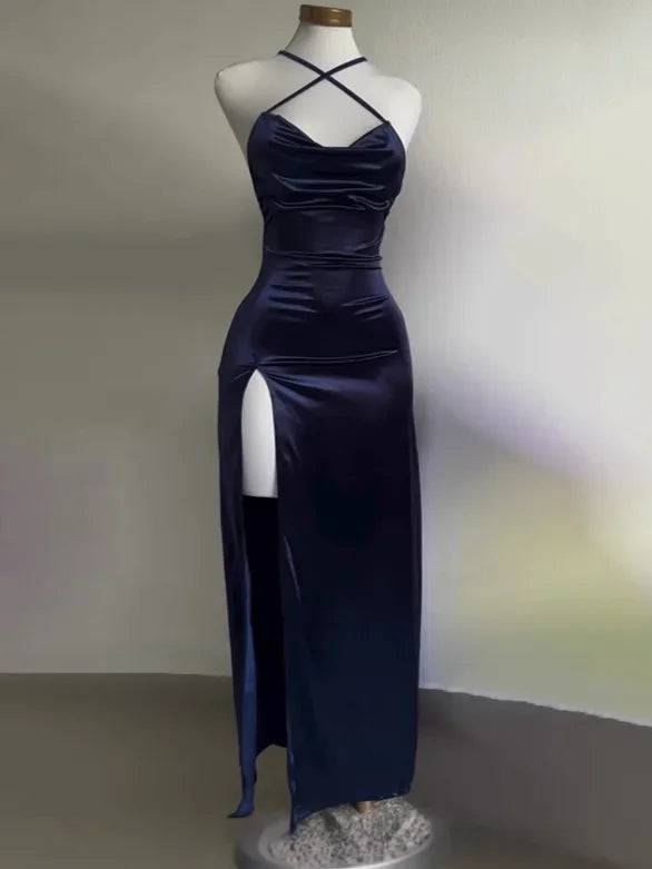 Abito da sera da donna Moda estiva elegante Halter senza maniche