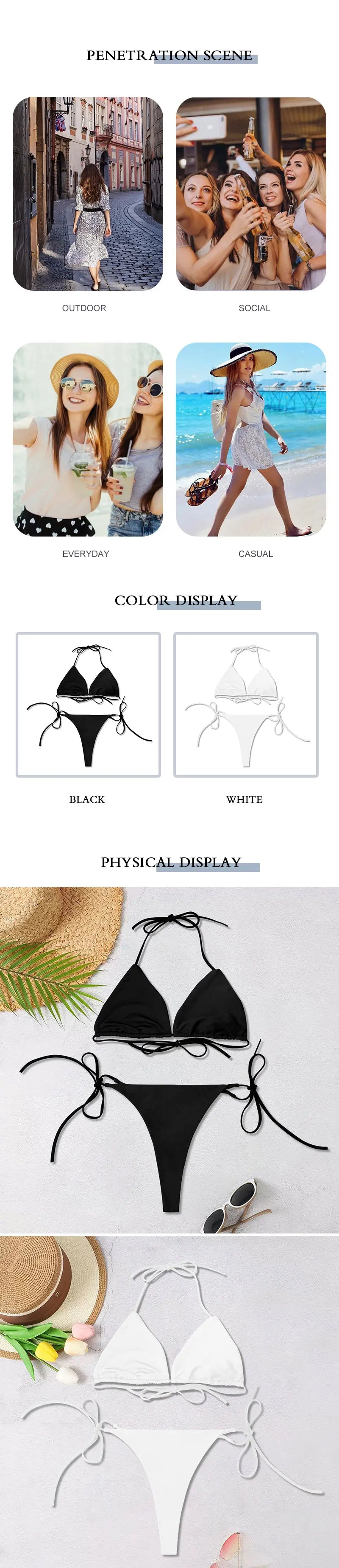 Bikini 2 pz bianco o nero