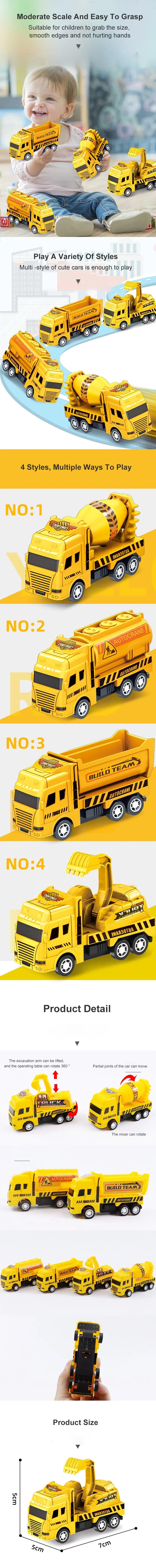 Set 4 Pz camion da lavoro giocattoli per bambini