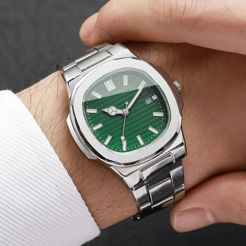 Orologi da uomo di lusso Moda Quadrante quadrato Cinturino in acciaio inossidabile Orologio al quarzo senza scatola