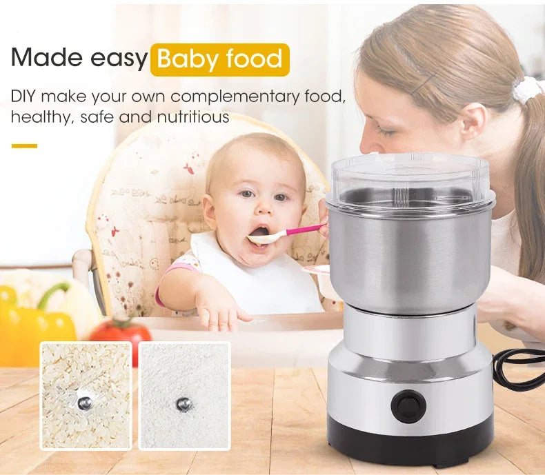Mini smerigliatrice elettrica 300ml polverizzatrice ultrafine per alimenti per bambini Pepe spezie caffè mulino per cereali con 2/4 lame per uso domestico