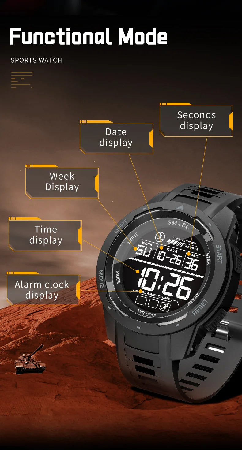 SMAEL Orologi da polso sportivi a LED Orologio impermeabile da uomo
