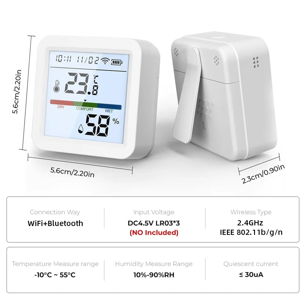 Tuya Smart WiFi Bluetooth Temperatura Umidità Sensore Wireless Home Retroilluminazione Termometro Igrometro APP Rilevatore di controllo remoto