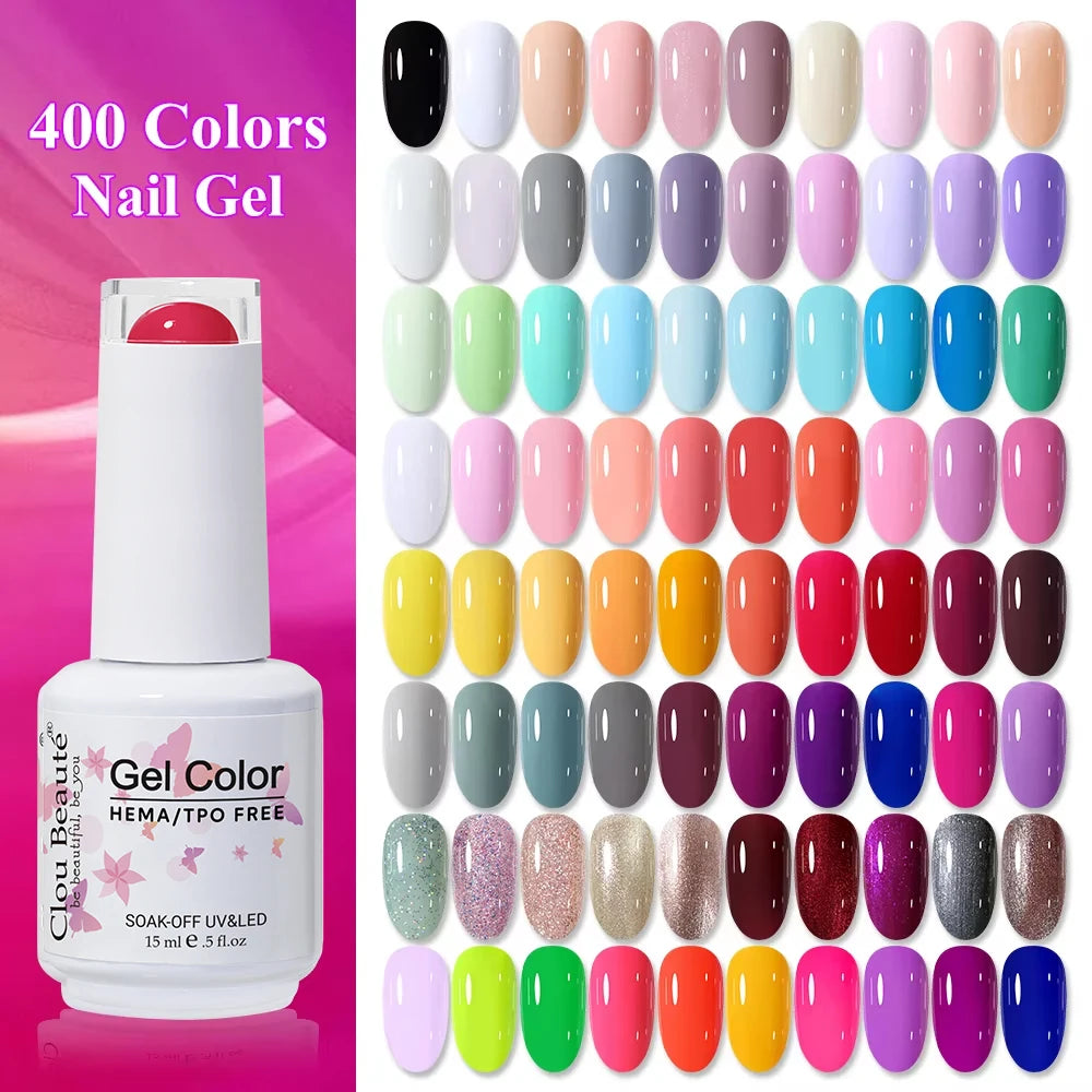 CLOU BEAUTÈ  15/10ml Semipermanente Gel Smalto Unghie 400 colori disponibili