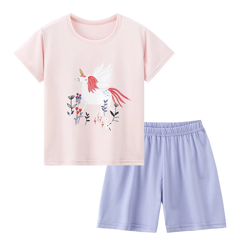 2 pezzi estivi per bambini comodi e carini pantaloncini  Set casual per la casa e l’esterno