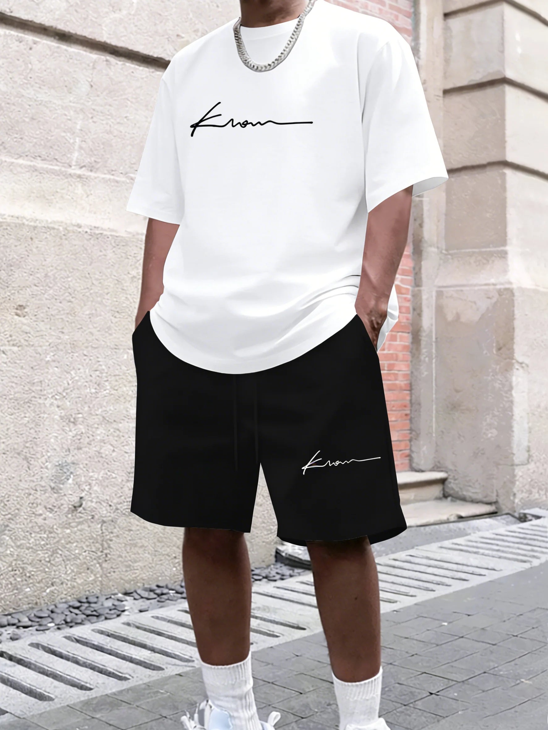 Set da uomo a maniche corte e pantaloncini 100% cotone