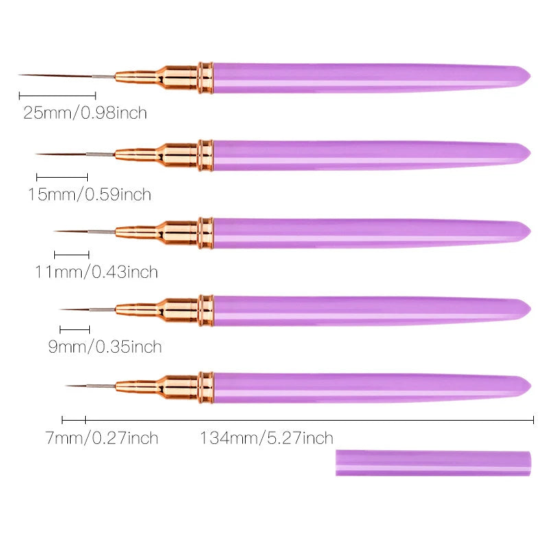 Strumento professionale Nail Art Liner Brush Set 5pcs