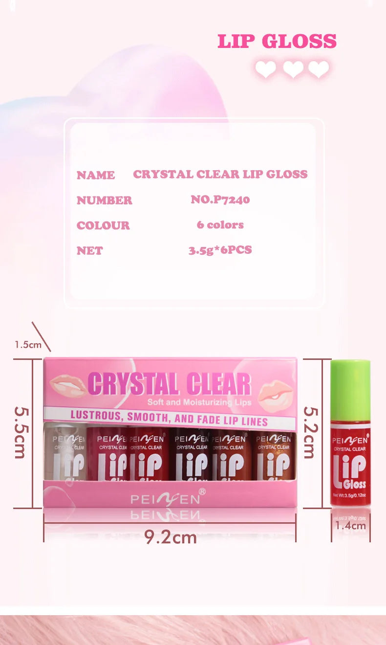 6 pezzi Glass Lip Gloss Set Idratante