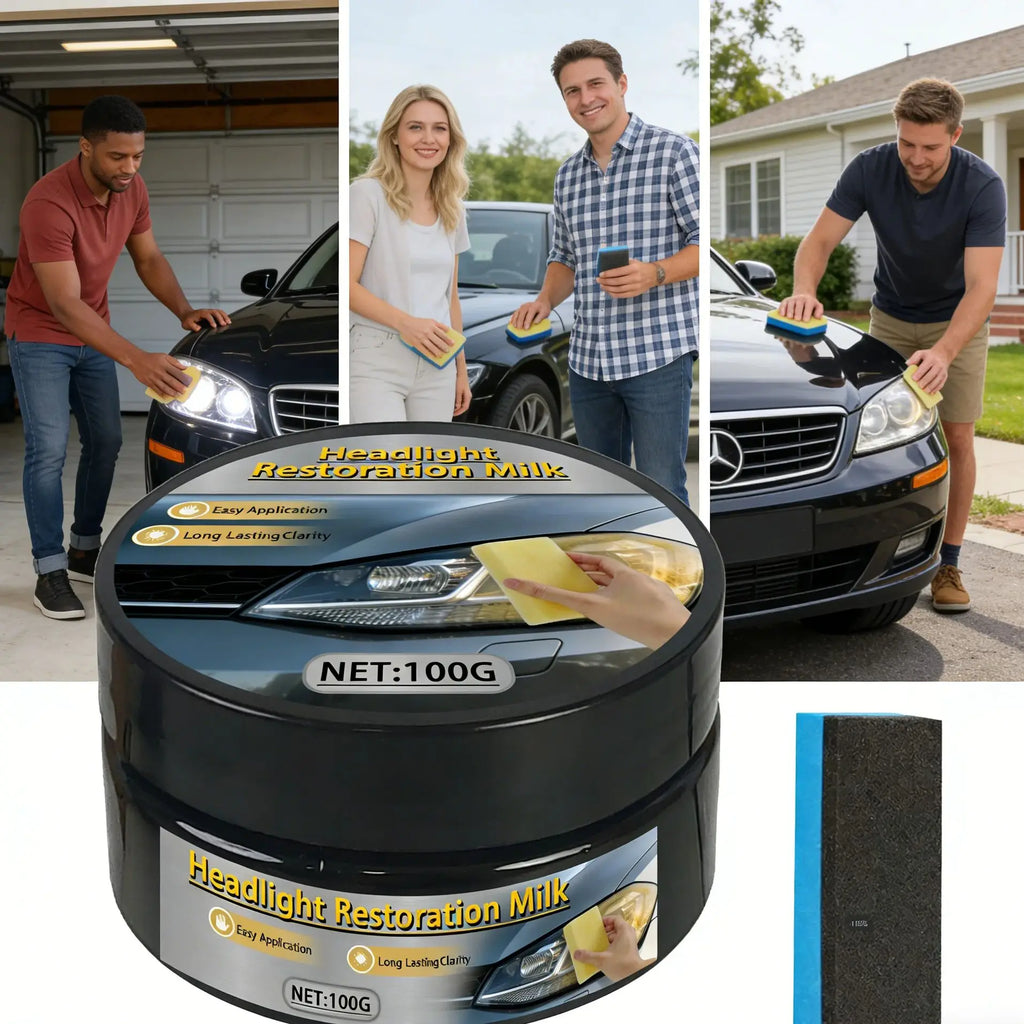 Crema per il restauro dei fari di grado garage, riparazione professionale fai-da-te, alternativa conveniente ai servizi di negozio