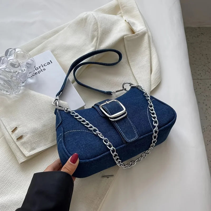 Borsa a tracolla in denim casual da donna