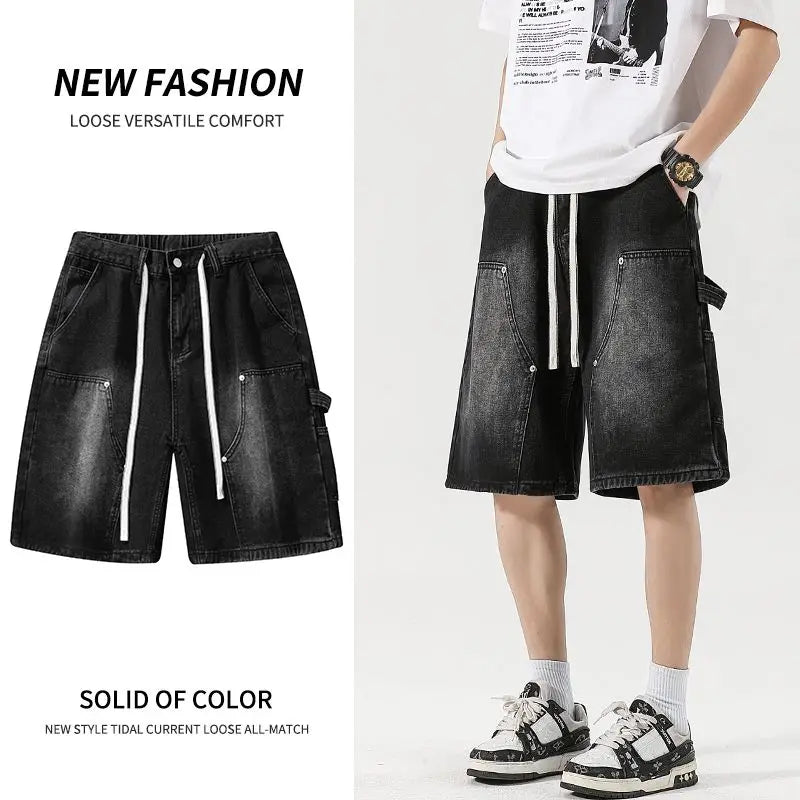 Pantaloncini di jeans da uomo larghi estivi Vintage Hip-hop Cargo Y2K