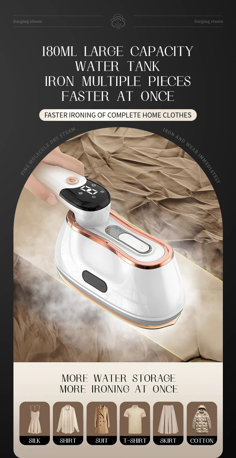 110V/220V Ferro da stiro a vapore portatile per indumenti Pieghevole 1200W Potenza Vaporiera portatile a 4 velocità Touch Screen Ferro elettrico rotante