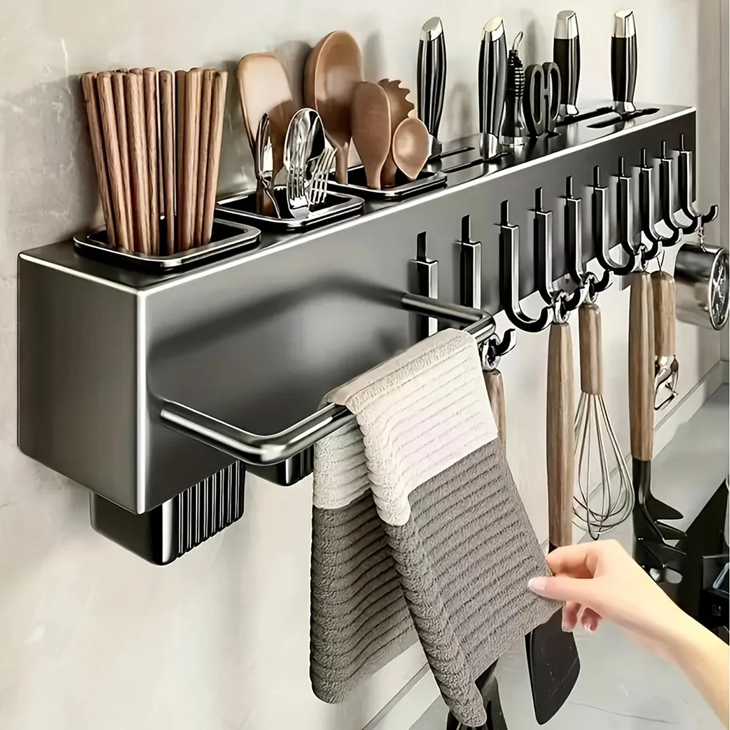 Organizzatore da cucina a parete in acciaiol resistente, senza trapano per coltelli, Utensili, Taglieri