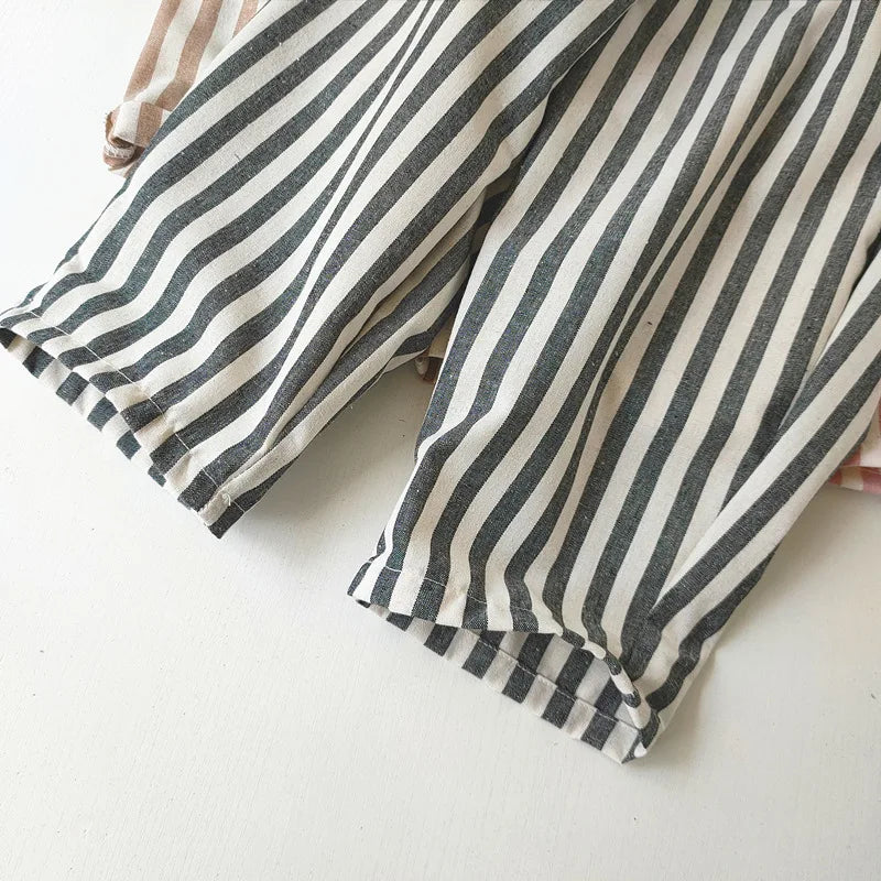 Pantaloni a righe in cotone di lino  per bambini