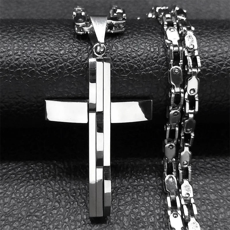Collana con ciondolo a croce in acciaio inossidabile