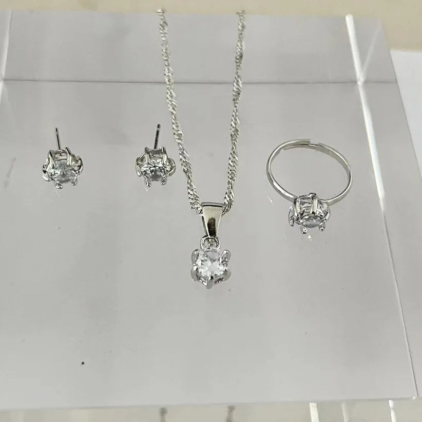 5 pezzi eleganti gioielli set anello collana braccialetto orecchini