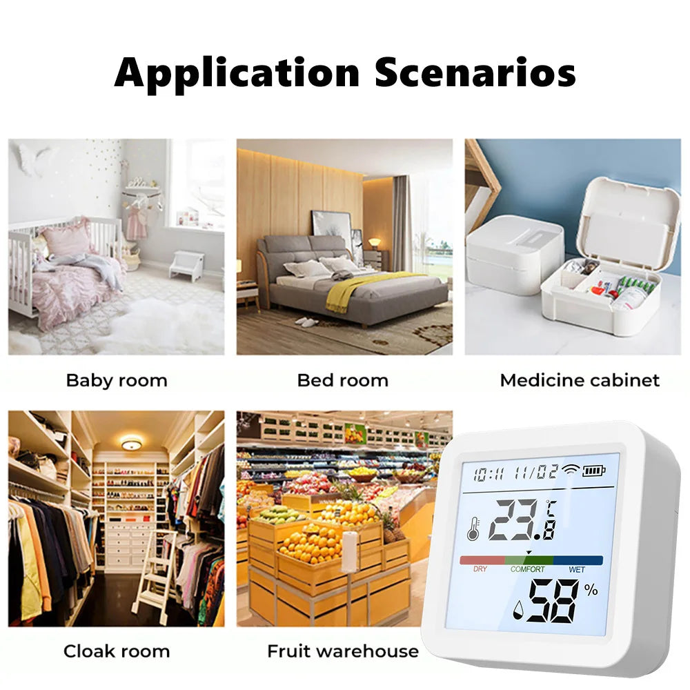 Tuya Smart WiFi Bluetooth Temperatura Umidità Sensore Wireless Home Retroilluminazione Termometro Igrometro APP Rilevatore di controllo remoto