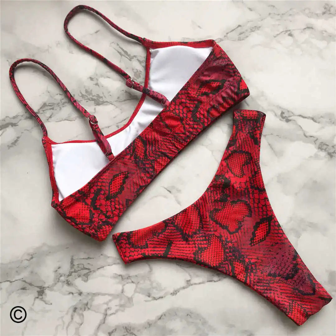 Set Costume leopardato da bagno brasiliana Donna