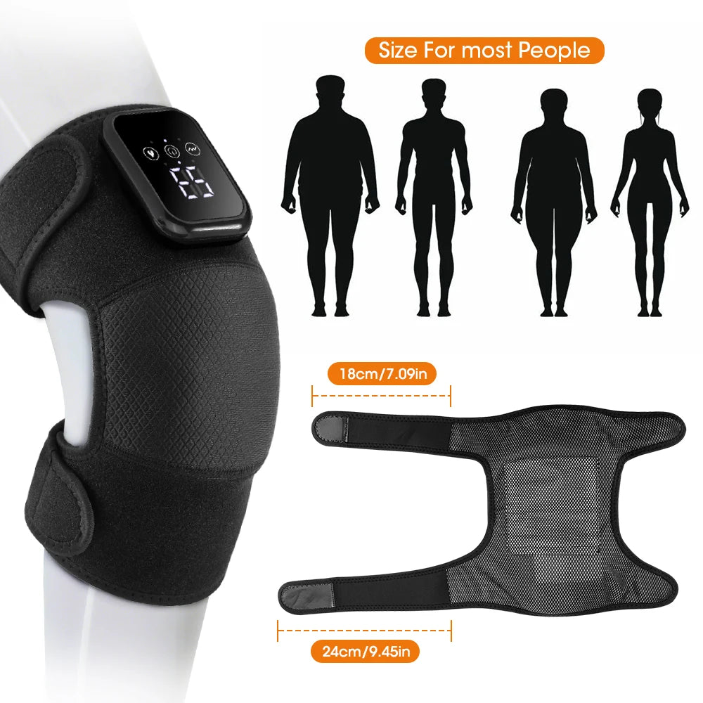 Vibrazione di calore Ginocchiera elettrica riscaldata 3 livelli di riscaldamento e 3 modalità USB Massaggio ricaricabile Ginocchiera LCD Touch Screen