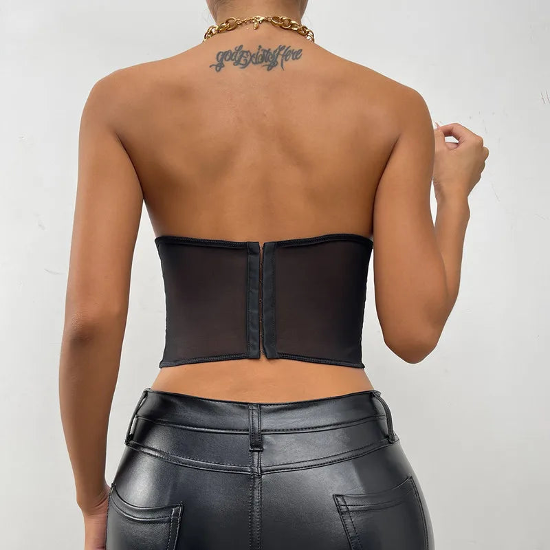 Yimunancy Crop Top senza spalline Donna Floreale