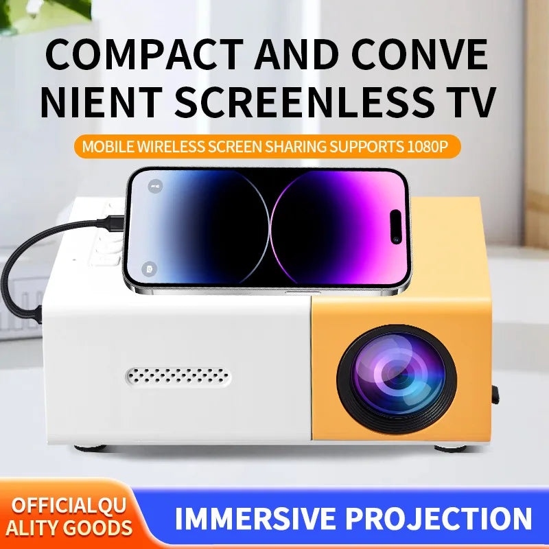 2026 Mini proiettore casa videoproiettore portatile, supporta la proiezione del telefono cellulare, adatto per TV Stick/USB/laptop